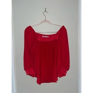 Trina Turk Square Neck Top Red Small